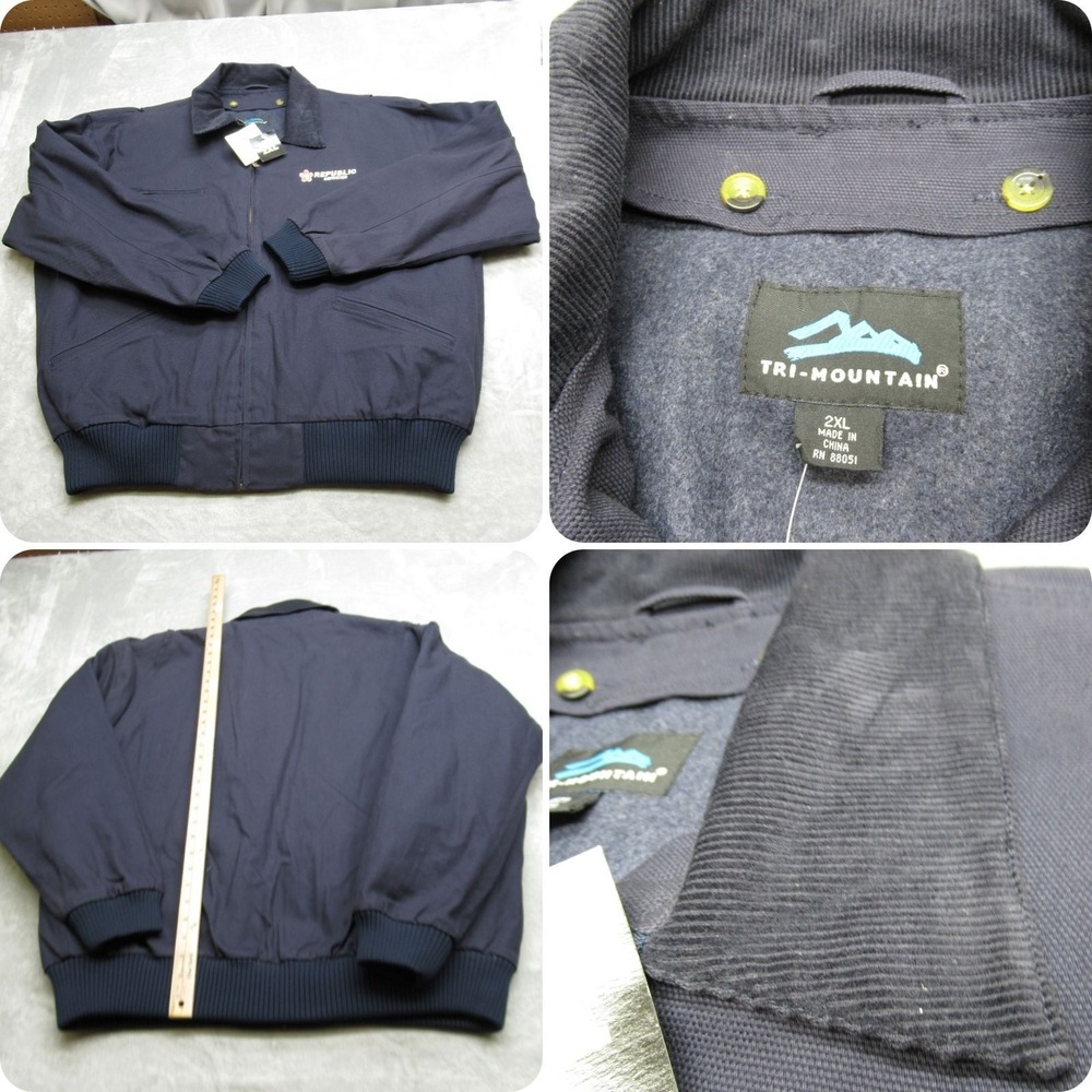 Tri-Mountain Jacket Men 2XL Navy Canvas Removable Wool Liner Republic Worker NEW